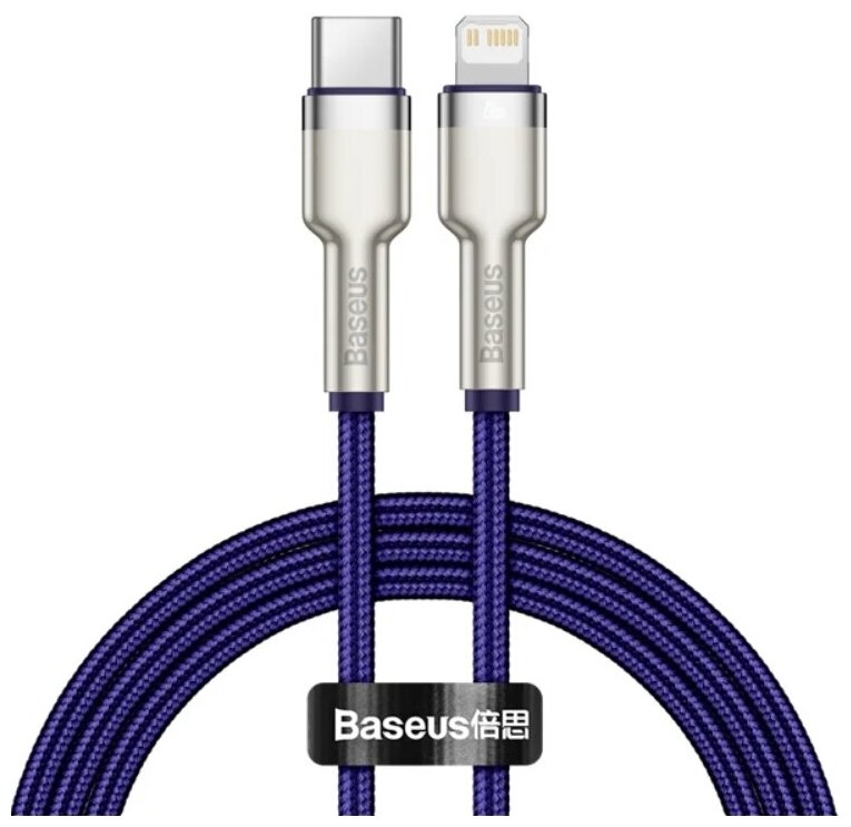 

Кабель USB Type-C-Lightning 8-pin, 2.4А, 20 Вт, 1 м, фиолетовый, Baseus Cafule Series (CATLJK-A05)