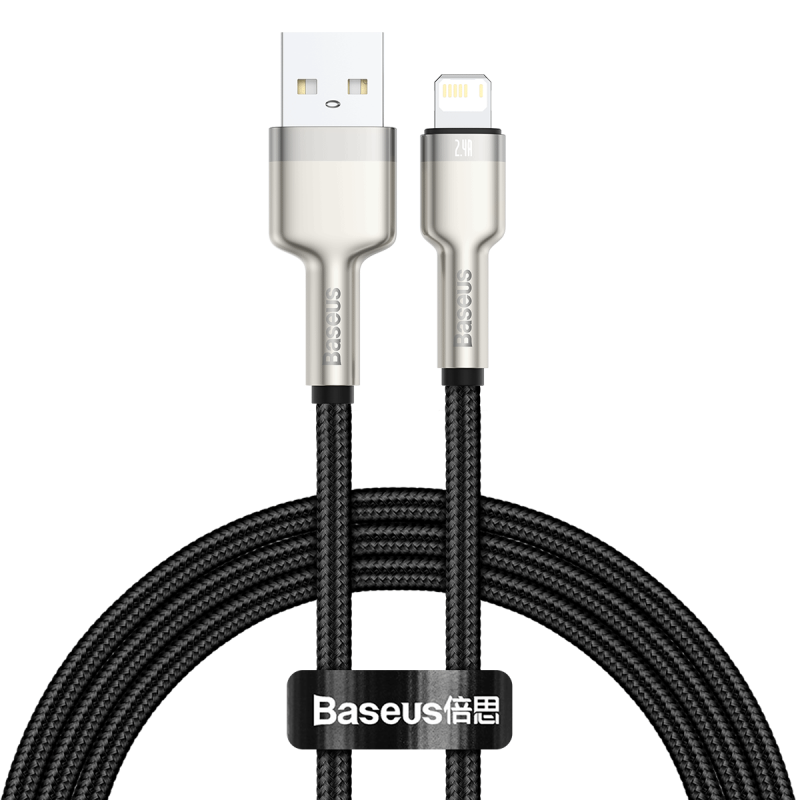 Кабель USB-Lightning 8-pin, 2.4А, 1 м, черный, Baseus Cafule Series (CALJK-A01)
