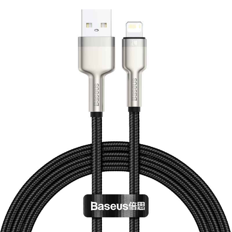 

Кабель USB-Lightning 8-pin, 2.4А, 1 м, черный, Baseus Cafule Series (CALJK-A01)