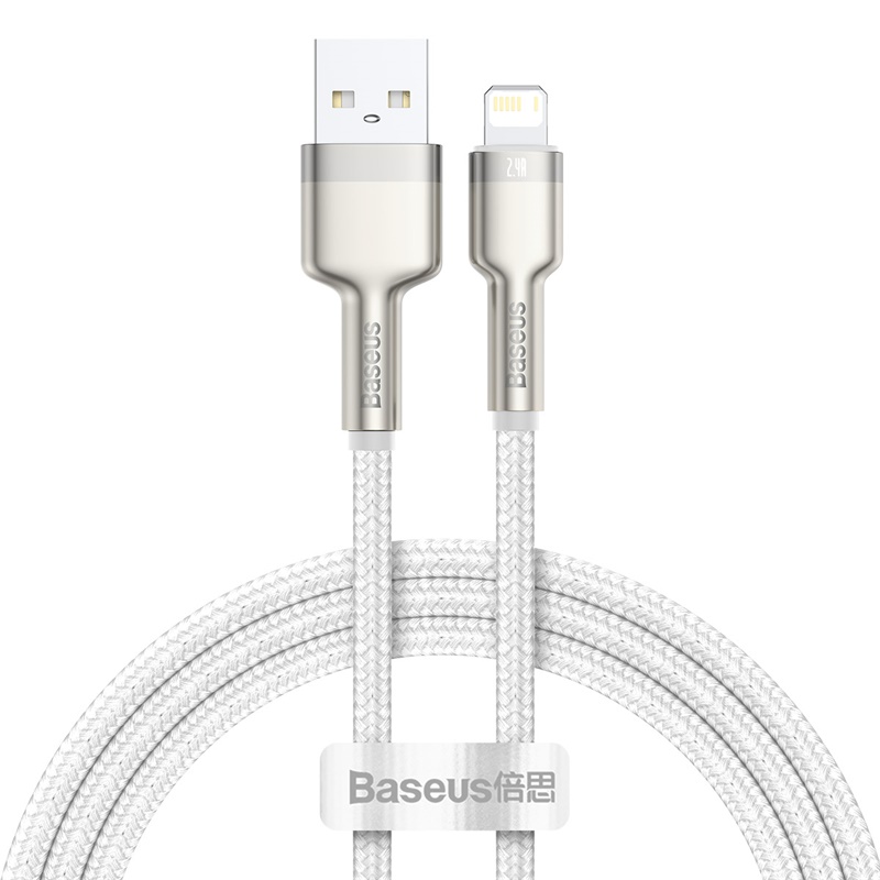 Кабель USB-Lightning 8-pin, 2.4А, 2 м, белый, Baseus Cafule Series (CALJK-B02)