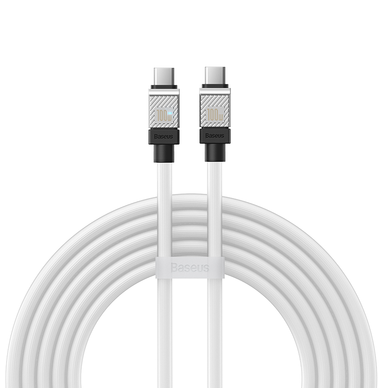 

Кабель USB Type-C-USB Type-C, быстрая зарядка, 3А, 100 Вт, 2 м, белый, Baseus CoolPlay (CAKW000302)