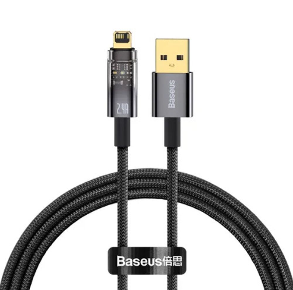 

Кабель USB-Lightning 8-pin, быстрая зарядка, 2.4А, 1 м, черный, Baseus Explorer (CATS000401)