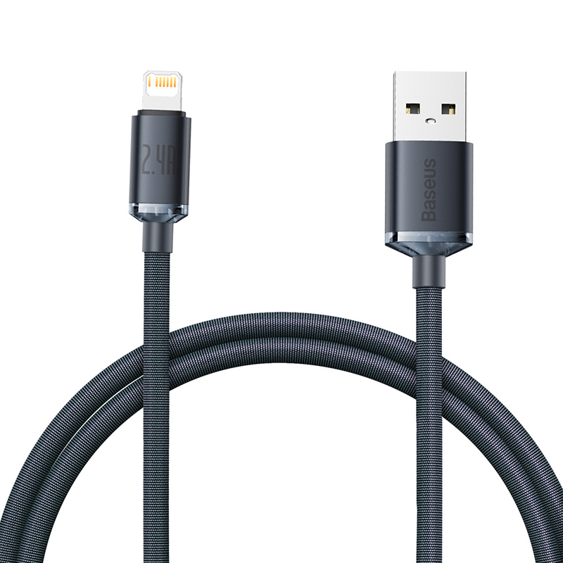 

Кабель USB-Lightning 8-pin, быстрая зарядка, 2.4А, 1.2 м, черный, Baseus (CAJY000001)