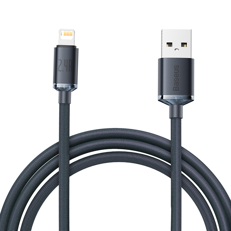 

Кабель USB-Lightning 8-pin, быстрая зарядка, 2.4А, 2 м, черный, Baseus (CAJY000101)