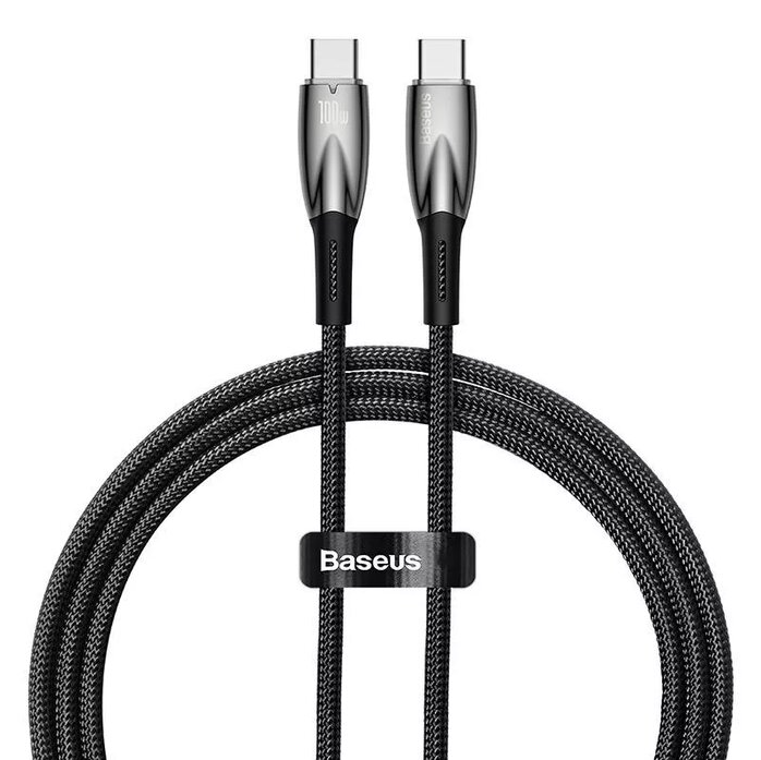 

Кабель USB Type-C-USB Type-C, быстрая зарядка, 5А, 100 Вт, 1 м, черный, Baseus Glimmer (CADH000701)
