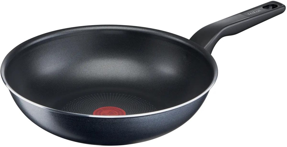 

Сковорода-вок Tefal Force 4218628 28 см, алюминий, антипригарное покрытие, черный без крышки (9100048319), 4218628