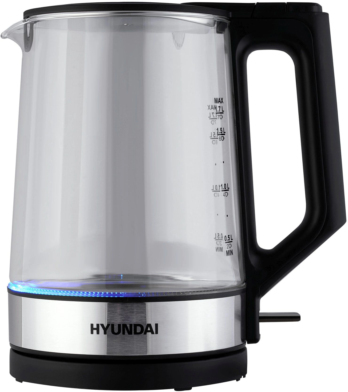 

Чайник электрический Hyundai HYK-G8808 1.7л. 2.2 кВт, пластик/стекло, черный/серебристый (HYK-G8808), HYK-G8808