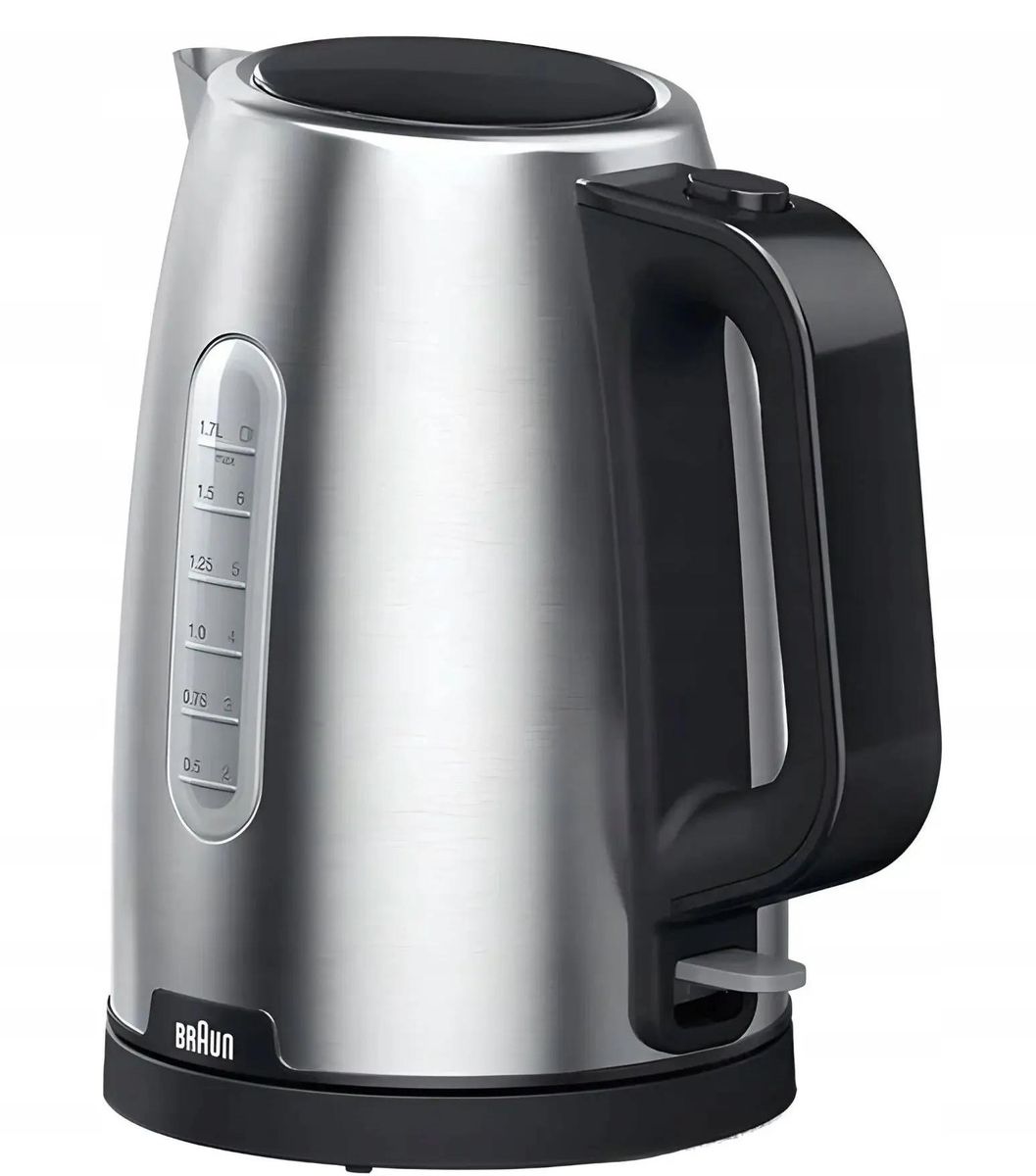 

Чайник электрический Braun WK1500BK 1.7л. 2.2 кВт, пластик/металл, черный/серебристый (WK1500BK), WK1500BK