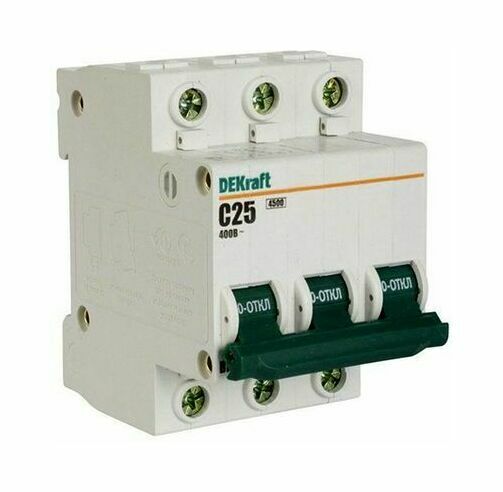 

Выключатель автоматический DeKraft ВА-101 трехполюсный (3P/3П) 2А B 4.5кА (11026DEK)