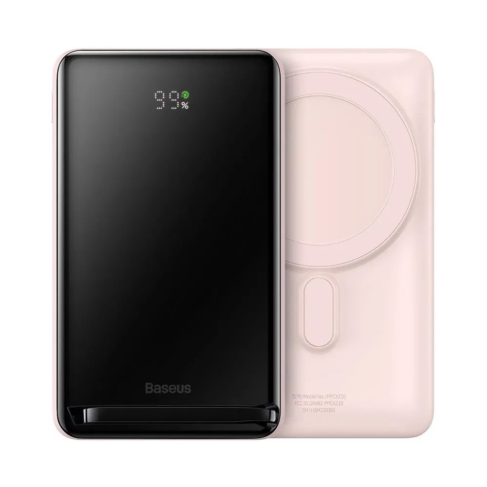 

Портативный аккумулятор (Powerbank) BASEUS Magnetic Bracket Wireless, 10000 мА·ч, 1xUSB, 2.4А, Type-C, QC, PD, QI, розовый (PPCX000204), Magnetic Bracket Wireless