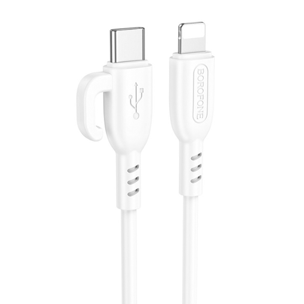 

Кабель USB Type-C-Lightning 8-pin, быстрая зарядка, 3А, 20 Вт, 1 м, белый, Borofone Symbol BX91 (6974443389876), BX91