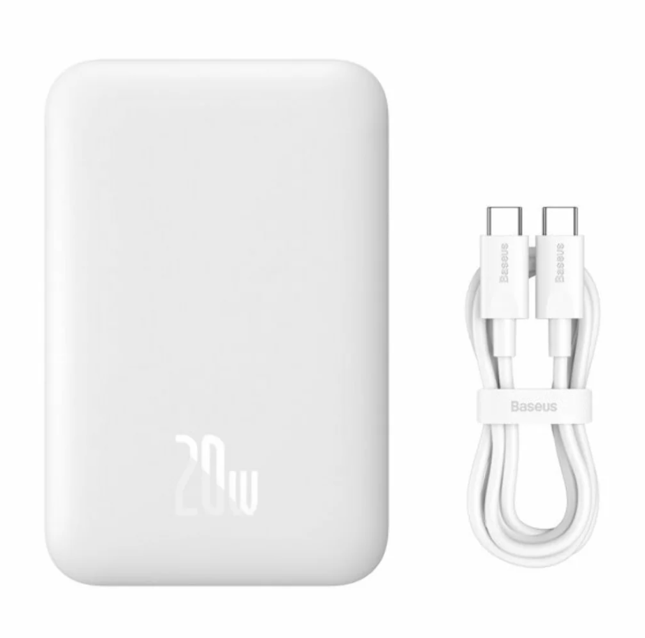 

Портативный аккумулятор (Powerbank) BASEUS Magnetic Mini Wireless, 10000 мА·ч, 1xUSB, 2.4А, Type-C, QC, PD, QI, белый (PPCX070002), Magnetic Mini Wireless