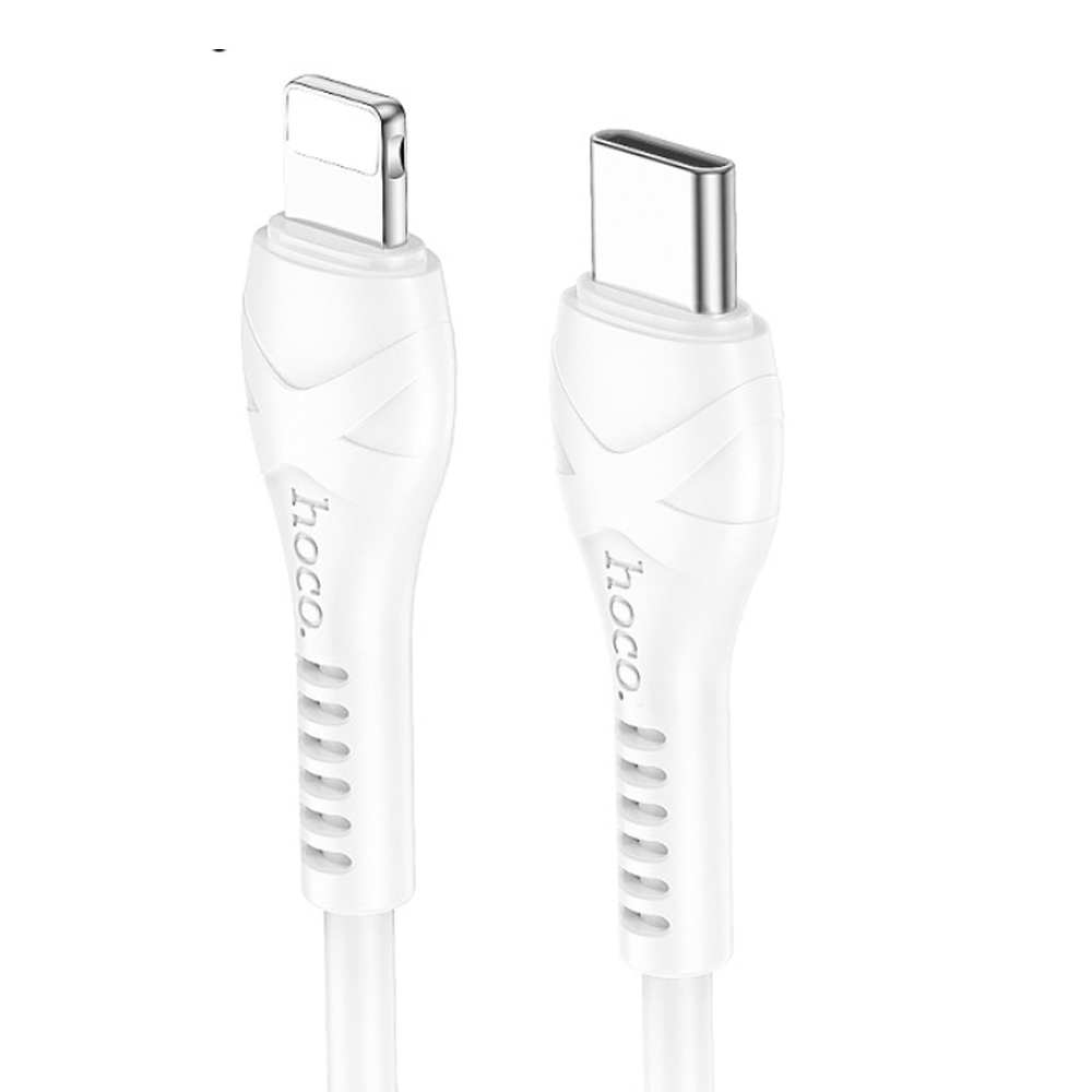 

Кабель USB Type-C-Lightning 8-pin, 3А, 27 Вт, 1 м, белый, HOCO Cool power X37 (6942007610056), X37
