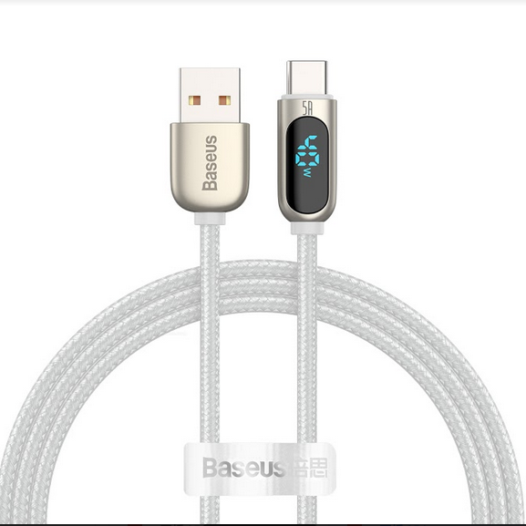 

Кабель USB-USB Type-C, быстрая зарядка, 5А, 1 м, белый, Baseus Display CATSK-02 (CATSK-02), CATSK-02