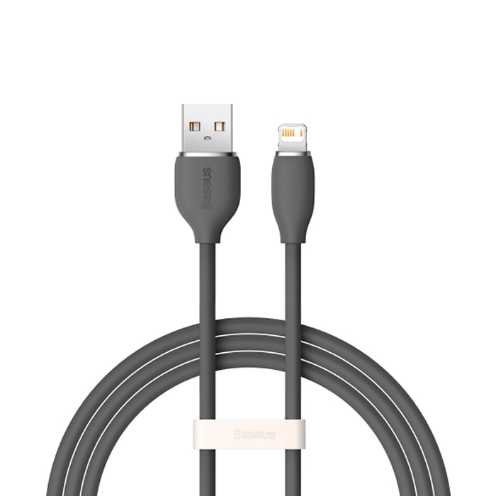 

Кабель USB-Lightning 8-pin, быстрая зарядка, 2.4А, 2 м, черный, Baseus Jelly Liquid Silica Gel (CAGD000101)