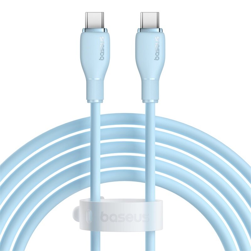 

Кабель USB Type-C-USB Type-C, быстрая зарядка, 5А, 100 Вт, 1.2 м, голубой, Baseus Pudding (P10355702311-00)
