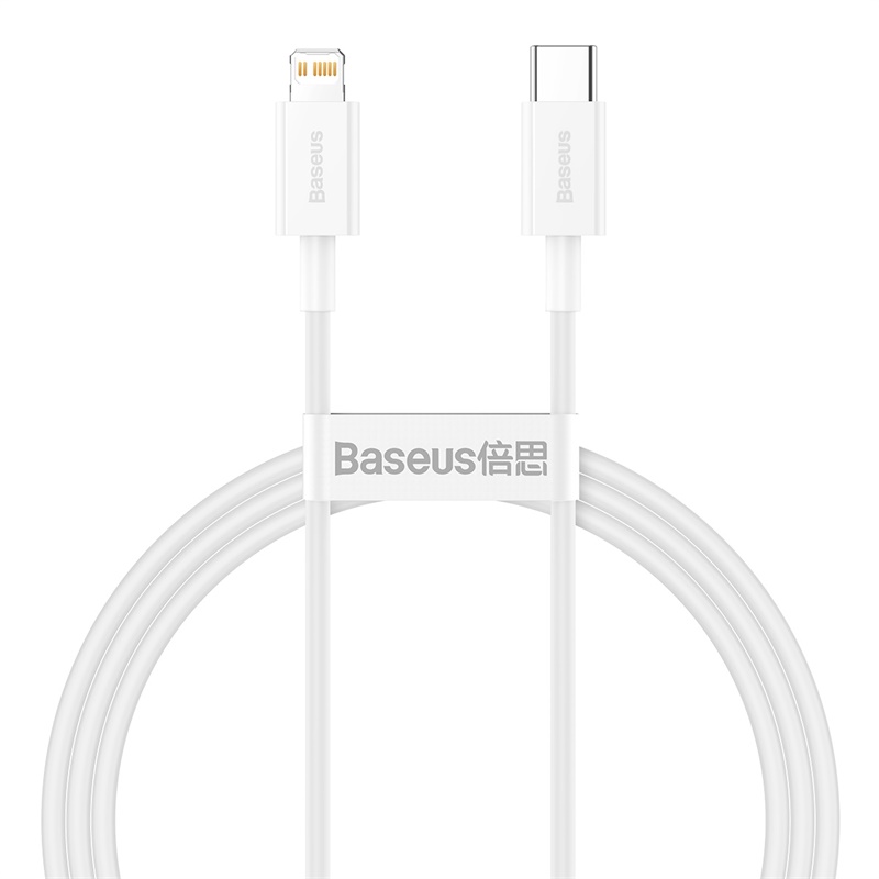 

Кабель USB Type-C-Lightning 8-pin, быстрая зарядка, 2.4А, 20 Вт, 1 м, белый, Baseus Superior Series (CATLYS-A02)