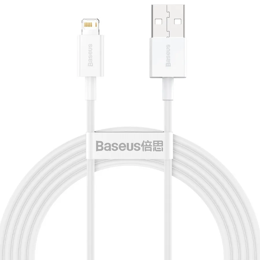 

Кабель USB-Lightning 8-pin, быстрая зарядка, 2.4А, 20 Вт, 1 м, белый, Baseus Superior Series (CALYS-A02)