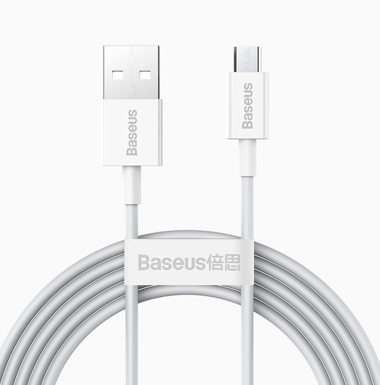 

Кабель USB-Micro USB, быстрая зарядка, 2А, 2 м, белый, Baseus Superior Series (CAMYS-A02)