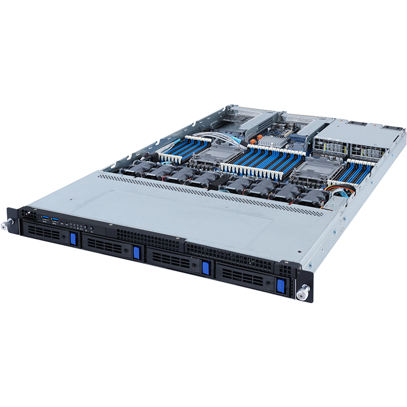 Серверная платформа Gigabyte R182-340, 2xSocket4189, 32xDDR4, 4x2.5/3.5 HDD HS, Redundant 2x1300 Вт 1U (6NR182340MR-00-101)