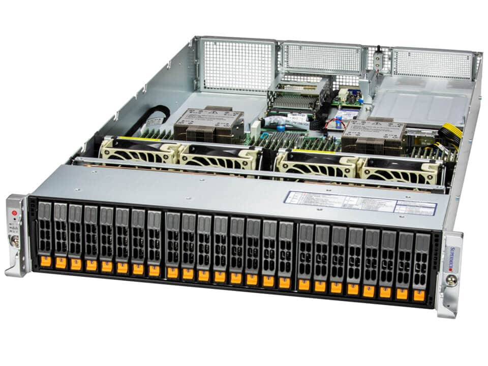 

Сервер Supermicro SuperServer 221H-TN24R., 2xIntel Xeon Gold 6444Y (up2), 4x128Gb RAM, 2x1.92Tb NVMe SSD, 24x2.5" HS, noDVD, 2x25GLAN SFP28, IPMI, 2x1600 Вт (up2), 2U (SYS-221H-TN24R.), 221H-TN24R.