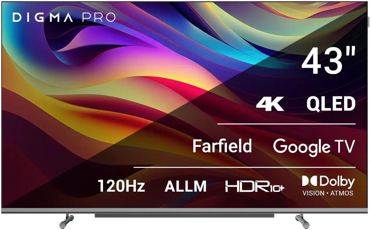 Телевизор 43" Digma Pro 43L, 3840x2160, DVB-T /T2 /C, HDMIx3, USBx2, WiFi, Smart TV, черный/серебристый (43L) б/у, отказ от покупки, минимальные следы эксплуатации, полный комплект