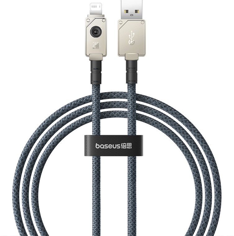 

Кабель USB-Lightning 8-pin, быстрая зарядка, 2.4А, 2 м, белый/серый, Baseus Unbreakable P10355802221-01 (P10355802221-01), P10355802221-01