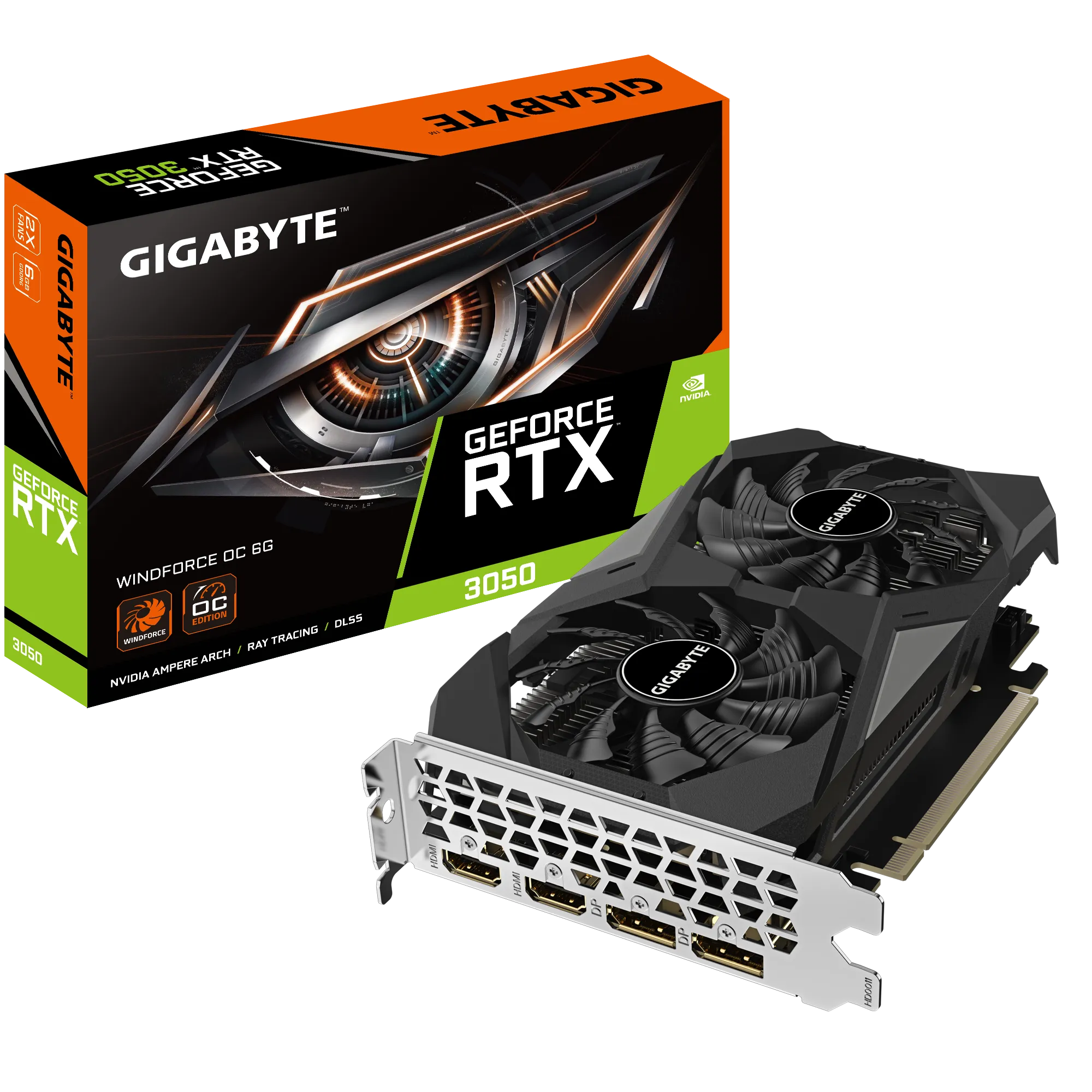 Видеокарта GIGABYTE NVIDIA GeForce RTX 3050 WindForce, 6Gb GDDR6