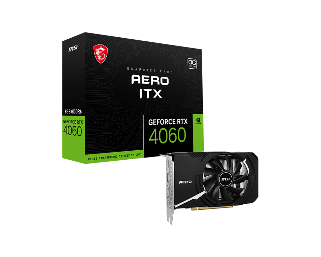 Видеокарта MSI NVIDIA GeForce RTX 4060 AERO ITX 8G OC, 8Gb GDDR6
