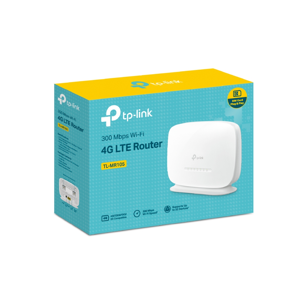 Wi-Fi роутер TP-Link TL-MR105, до 300 Мбит/с, LTE (TL-MR105)