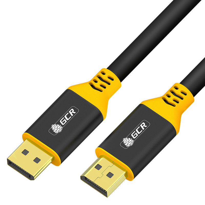 Кабель DisplayPort (19M)-DisplayPort (19M) 1.4V 4K/8K, экранированный, 1 м, черный/желтый Greenconnect GCR-53985 (GCR-53985), цвет черный/желтый