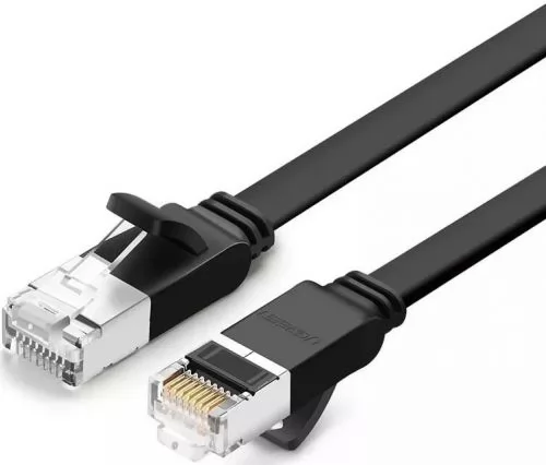 

Патч-корд UTP кат.6, 1 м, RJ45-RJ45, черный, CU, экранированный, плоский, UGREEN NW101 (50184), NW101