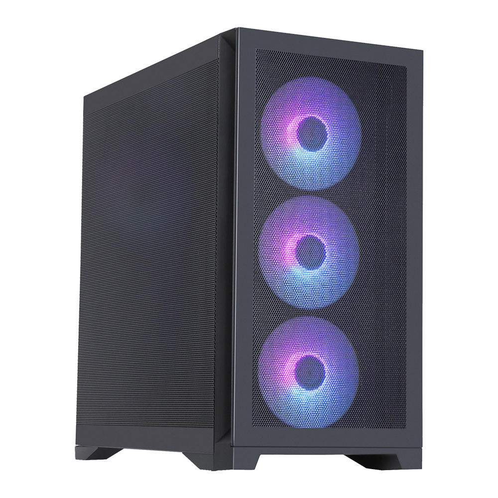 Корпус HAFF Glory Mini Air, mATX, Mini-Tower, USB 3.0, USB Type-C, RGB подсветка, черный, без БП (0012211080)