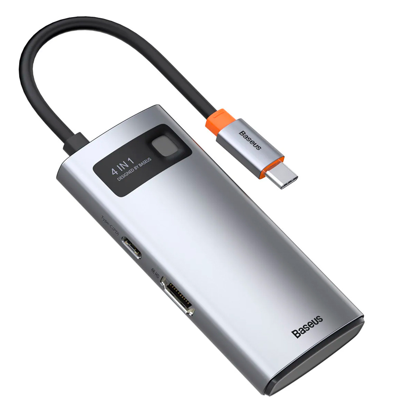 Док-станция Baseus Metal Gleam Series 4-in-1 Multifunctional Type-C HUB Docking Station, серый (CAHUB-CY0G)