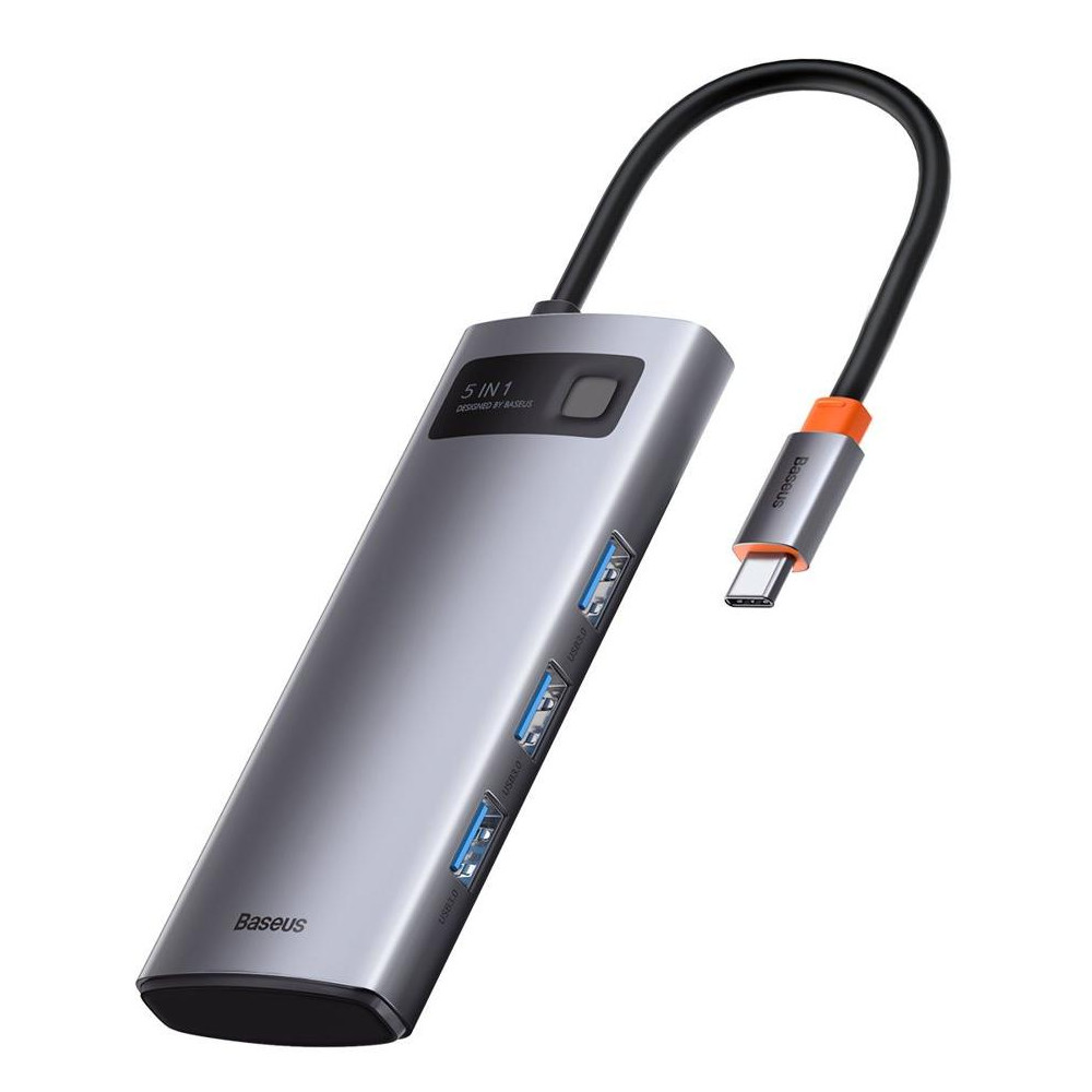 Док-станция Baseus Metal Gleam Series 5-in-1 Multifunctional Type-C HUB Docking Station, серый (CAHUB-CX0G)