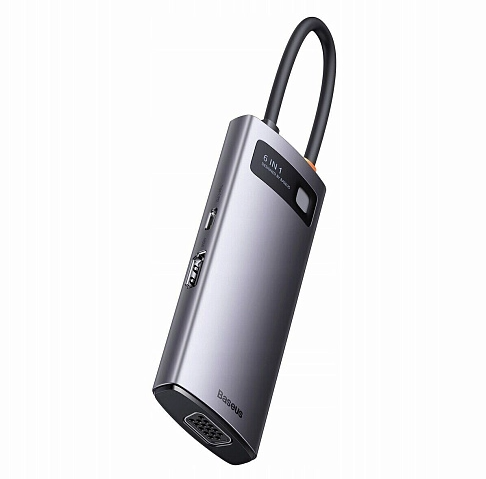 

Док-станция Baseus Metal Gleam Series 6-in-1 Multifunctional Type-C HUB Docking Station, 3840x2160 (4K), USB Type-C, серый (WKWG030013), 6-in-1 Multifunctional Type-C HUB Docking Station