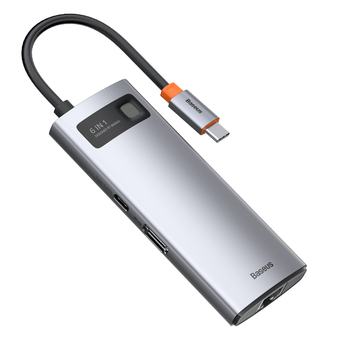 

Док-станция Baseus Metal Gleam Series 6-in-1 Multifunctional Type-C HUB Docking Station, 3840x2160 (4K), USB Type-C, серый (WKWG030113), 6-in-1 Multifunctional Type-C HUB Docking Station