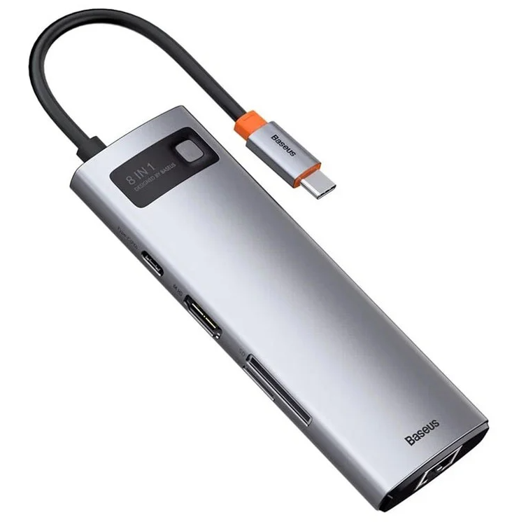 

Док-станция Baseus Metal Gleam Series 8-in-1 Multifunctional Type-C HUB Docking Station, 3840x2160 (4K), USB Type-C, серый (WKWG050113), 8-in-1 Multifunctional Type-C HUB Docking Station