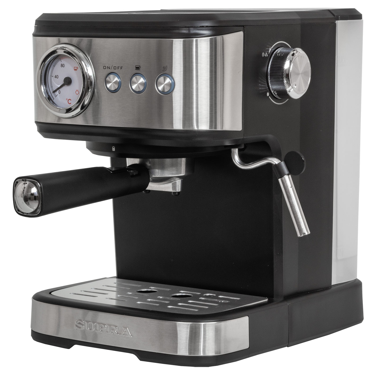 

Кофеварка рожковая Supra CMS-1520, 1.1 кВт, кофе молотый, 1.5 л, капучинатор, черный/серебристый (CMS-1520), CMS-1520