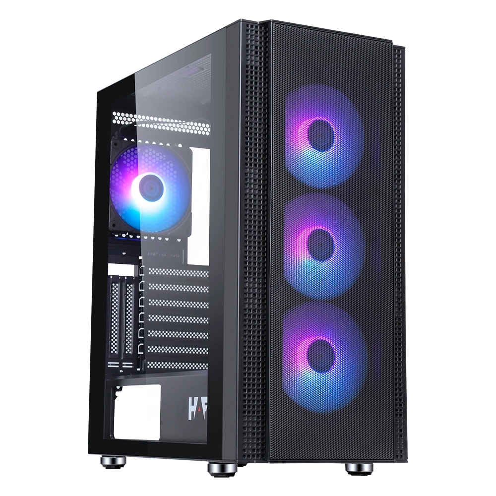 

Корпус HAFF Presidio, ATX, Midi-Tower, USB 3.0, RGB подсветка, черный, без БП (0012211084), Presidio
