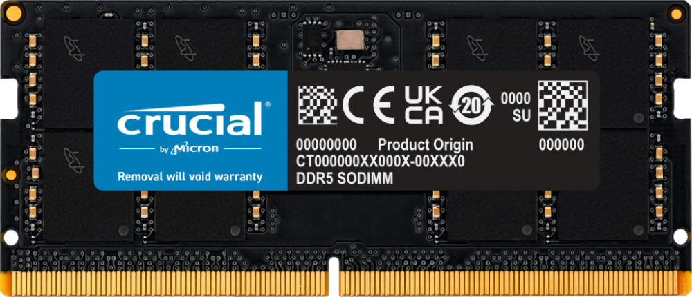 

Память DDR5 SODIMM 32Gb, 4800MHz, CL40, 1.1V, Crucial (CT32G48C40S5) Retail, CT32G48C40S5