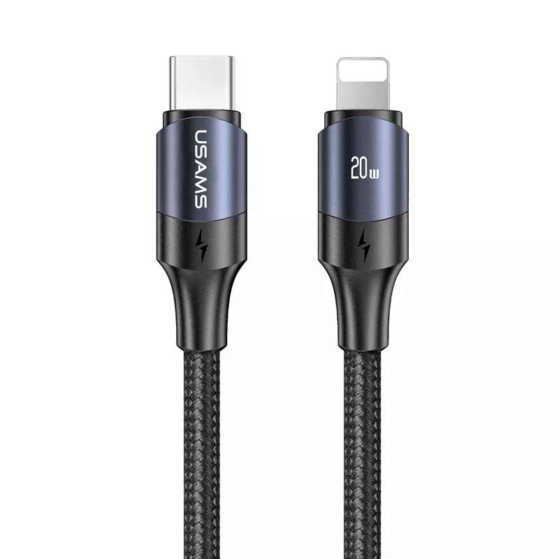 

Кабель USB Type-C-Lightning 8-pin, быстрая зарядка, 20 Вт, 2 м, черный, USAMS US-SJ522 U71 (SJ522USB01), US-SJ522 U71