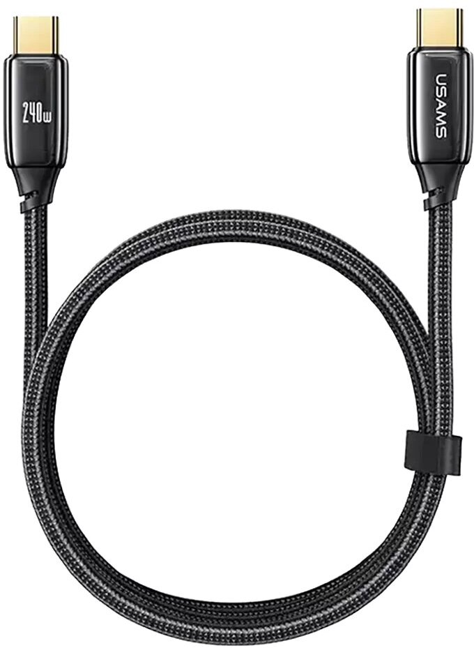 

Дата-кабель USB Type-C-USB Type-C, экранированный, быстрая зарядка, 5А, 240 Вт, 2 м, черный, USAMS US-SJ581 U82 (SJ581USB01), US-SJ581 U82