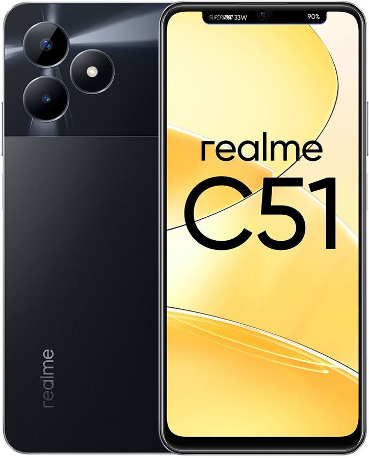 Смартфон Realme C51, 6.74" 720x1600 IPS, Unisoc T612, 4Gb RAM, 128Gb, 3G/4G, NFC, Wi-Fi, BT, 2xCam, 2-Sim, 5000 мА⋅ч, USB Type-C, Android 13, черный (860452060365436), б/у, после ремонта в АСЦ, без существенных следов эксплуатации, комплект полный