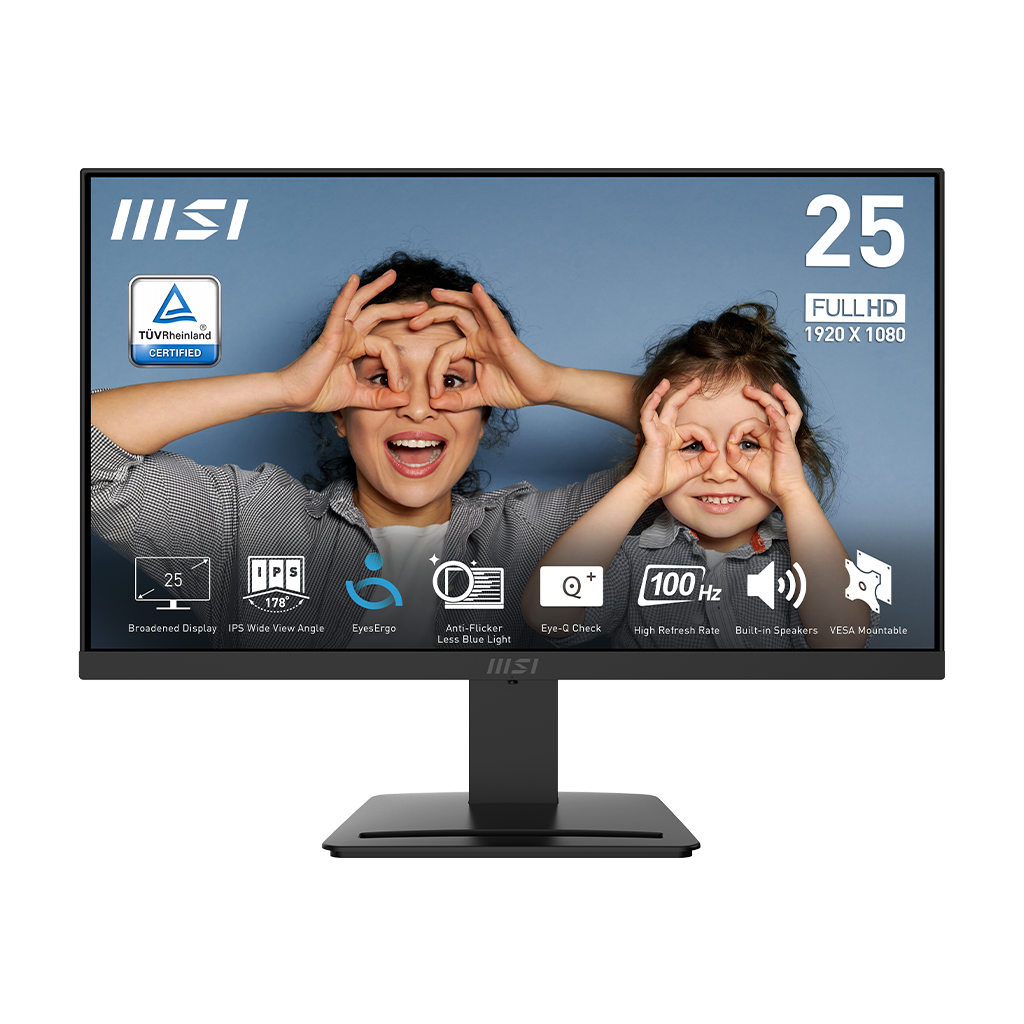 

Монитор 24.5" MSI Pro MP253P IPS, 1920x1080 (16:9), 300кд/м2, 100 Гц, 1 мс, 178°/178°, VGA, HDMI, DisplayPort, черный (9S6-3PC79H-055), MP253P
