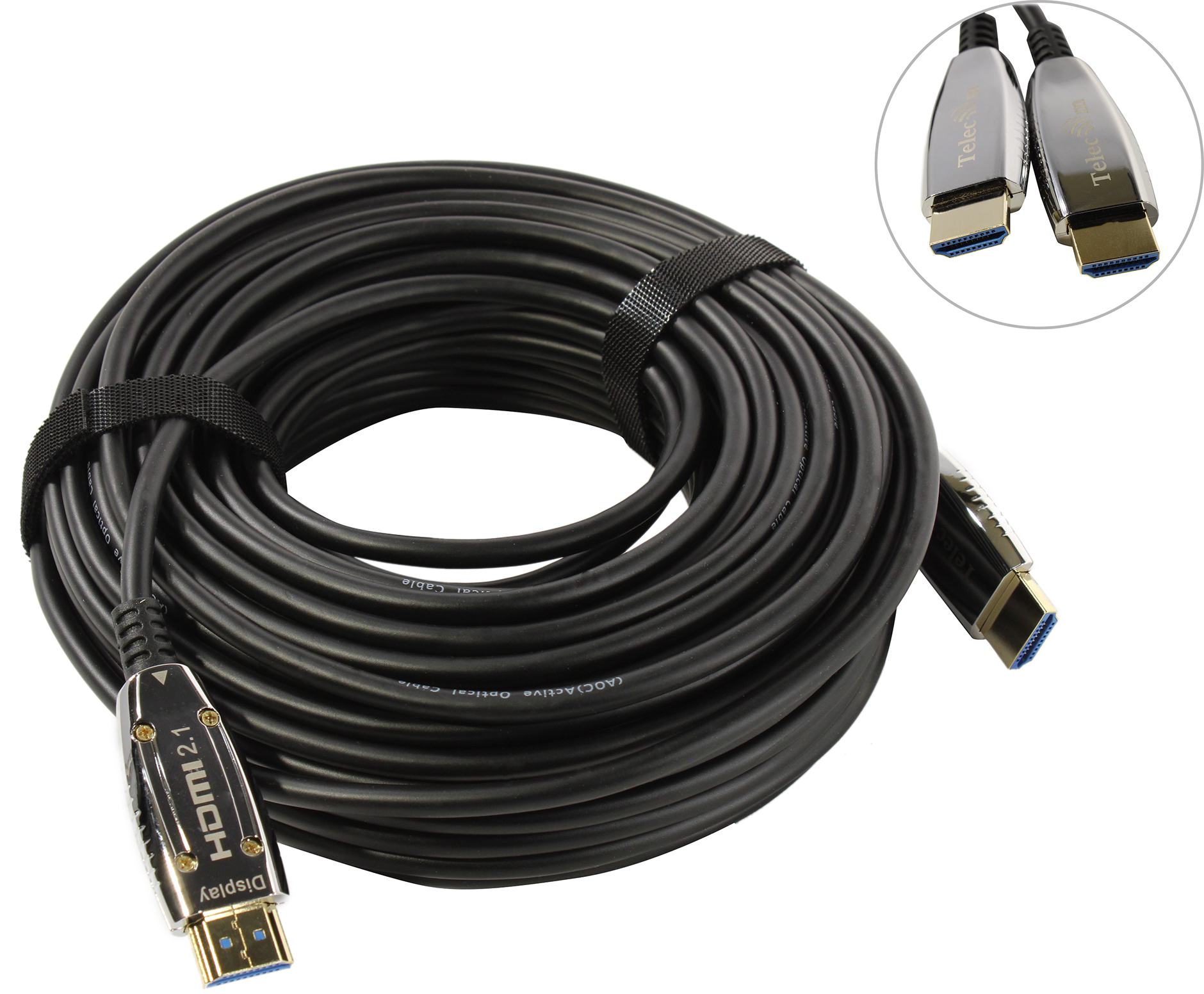 

Кабель HDMI(19M)-HDMI(19M) v2.1 4K/8K, экранированный, 20 м, серебристый/черный Telecom TCG2120 (TCG2120-20M), TCG2120