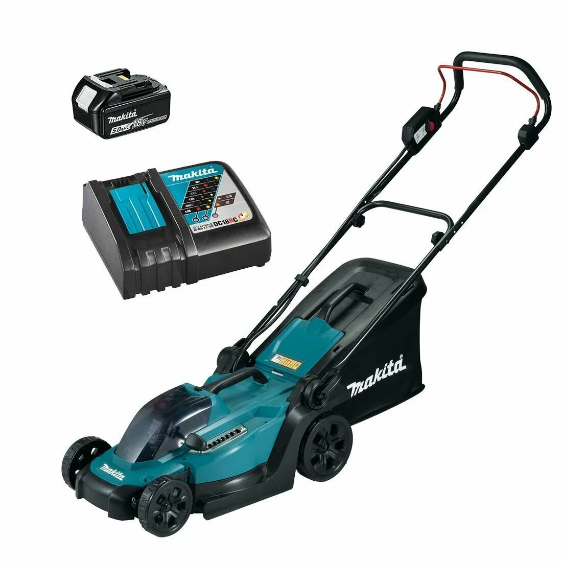 

Колесная газонокосилка Makita DLM330RT, щеточный, аккумуляторная, Li-Ion, 5 А·ч, 18 В, ширина скашивания 33 см, высота скашивания 2 см-7.5 см, объем травосборника 30л., 10.8 кг, АКБ+З/У (DLM330RT), DLM330RT