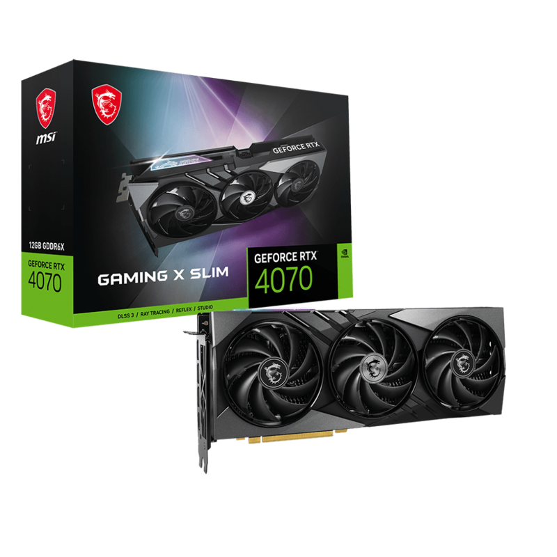 

Видеокарта MSI NVIDIA GeForce RTX 4070 GAMING X SLIM 12G, 12Gb DDR6X, 192 бит, PCI-E, HDMI, 3DP, Retail (RTX 4070 GAMING X SLIM 12G), GAMING X SLIM 12G