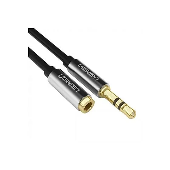 

Кабель-удлинитель Jack 3.5mm(M)-Jack 3.5mm(F), экранированный, 1 м, черный UGREEN AV118 (10592), AV118