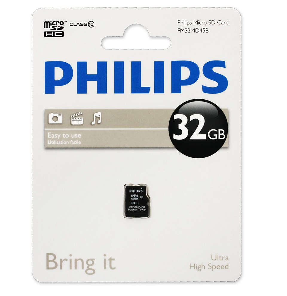 Карта памяти 32Gb microSDHC PHILIPS Class 10 (FM32MD45B/97)